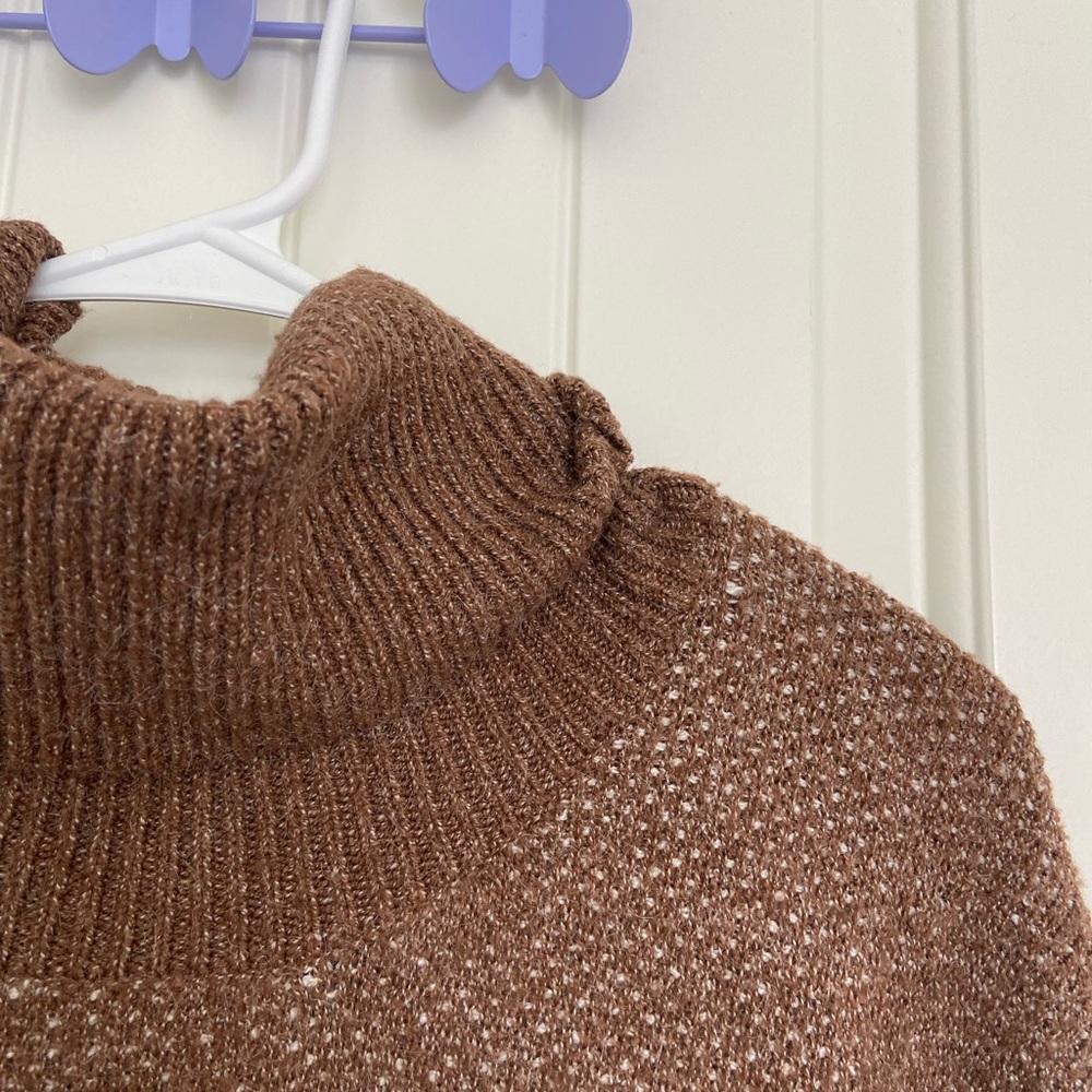 Olive + Oak women’s brown patterned soft cowl neck plush sweater‎ XL - Picture 2 of 7